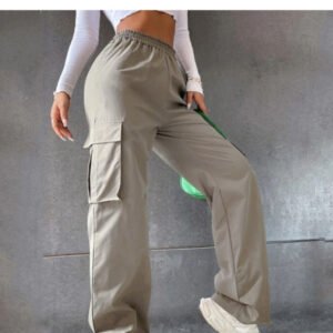 Beltless Trousers High Waist Wide Leg Straight