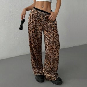 Women's Clothes Casual Pants Loose Drooping Leopard Print Trousers