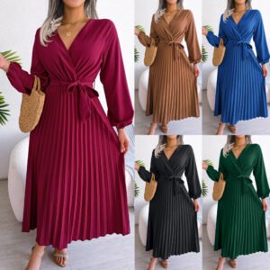 Fashion Elegant Cross Pleated Maxi Dress