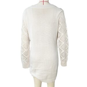 Elegant Women's V-Neck Knit Dress with Lace Cut-Outs - Perfect for Spring & Fall