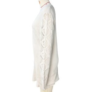 Elegant Women's V-Neck Knit Dress with Lace Cut-Outs - Perfect for Spring & Fall
