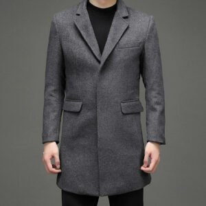 Men's Long Sleeved Woolen Coat