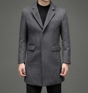 Men's Long Sleeved Woolen Coat