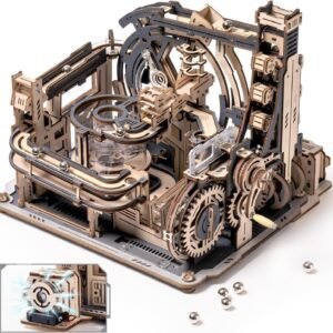 ROBOTIME Marble Run 3D Puzzle Wooden Model Kits For Adults To Build, Gifts Adults Electric Craft Boys, Marble Spaceport LGC01