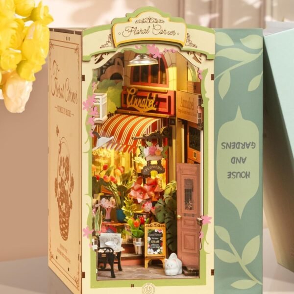 Rolife Floral Corner DIY Book Nook Shelf Insert Kit 3D Wooden Dollhouse For Gift TGB09