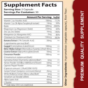 Blood Sugar Complex Pure Premium Supplement - Supports Healthy Blood Sugar Already Within Normal Range Natural With Cinnamon, Bitter Melon, Chromium, Mulberry, Alpha Lipoic Acid, Non-GMO, 60 Capsules