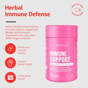 Natural Herbal Immune Defense Immunity Vitamins Supplement Booster And Mushroom Supplement With Lion's Mane, Reishi, Chaga, Cordyceps, Turkey Tail & More