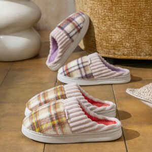 7cc6940c-8c49-4410-89f8-64dcb0efc9fc.jpg Plaid Plush Slippers Warm Soft Non-slip Bedroom Home Slipper For Couples Women Men House Shoes