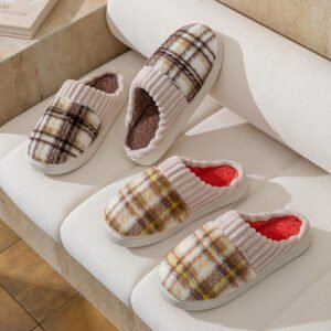 8083c5c3-a67d-4d18-87e2-5da8d5ef01a5.jpg Plaid Plush Slippers Warm Soft Non-slip Bedroom Home Slipper For Couples Women Men House Shoes