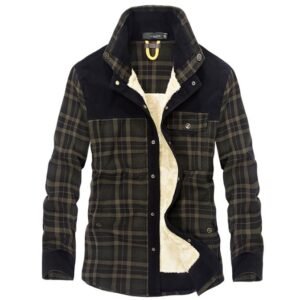 Winter Jacket Men Thicken Warm Fleece Jackets Coats Pure Cotton Plaid Jacket Military Clothes