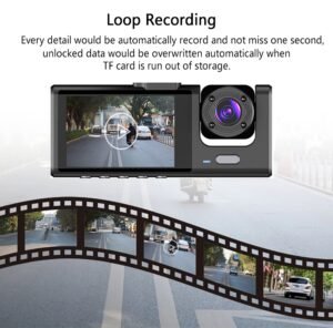 Car Dual Lens Dash Cam HD 1080P Front Rear Inside Video Recorder Camera G-Sensor