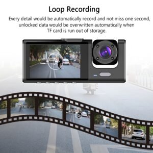 Car Dual Lens Dash Cam HD 1080P Front Rear Inside Video Recorder Camera G-Sensor