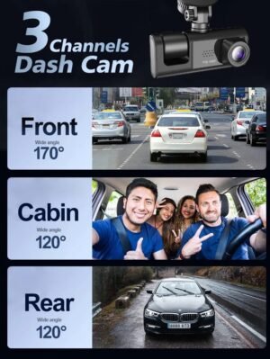 Car Dual Lens Dash Cam HD 1080P Front Rear Inside Video Recorder Camera G-Sensor
